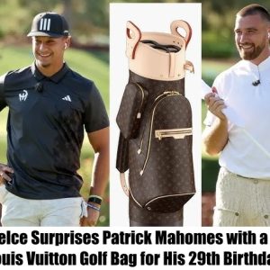 BREAKING NEWS: Travis Kelce Surprises Patrick Mahomes with a $22,000 Louis Vuitton Golf Bag for His 29th Birthday.